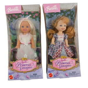 Lot of 2 Barbie Princess & the Pauper Dolls Mini Kelly Size VTG Mattel NIB